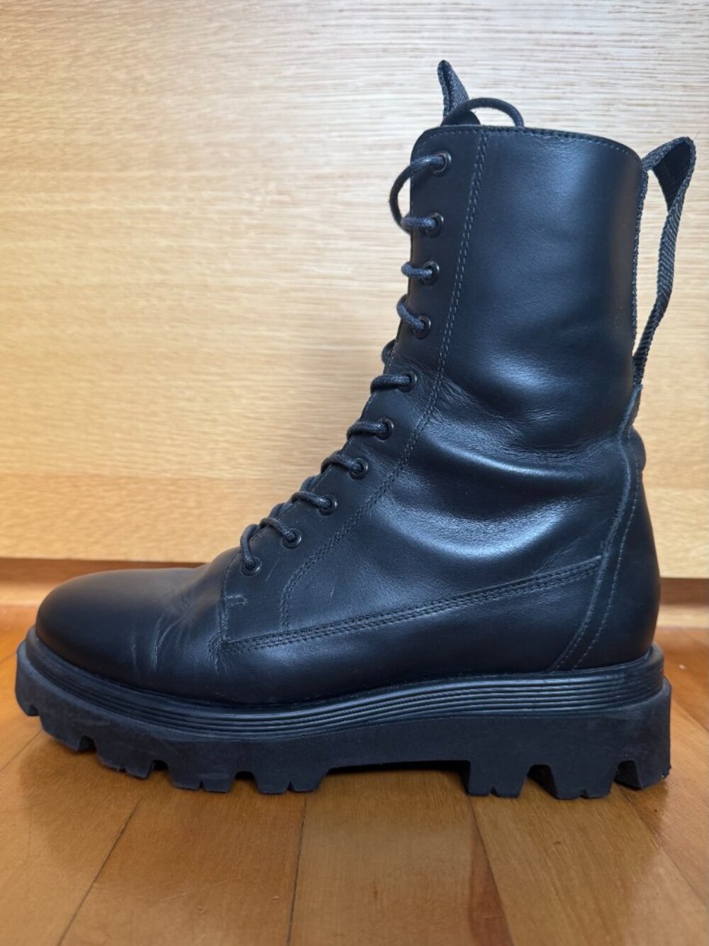 Flattered Black Leather Combat Boots - EU 37 - Picture 9 of 10